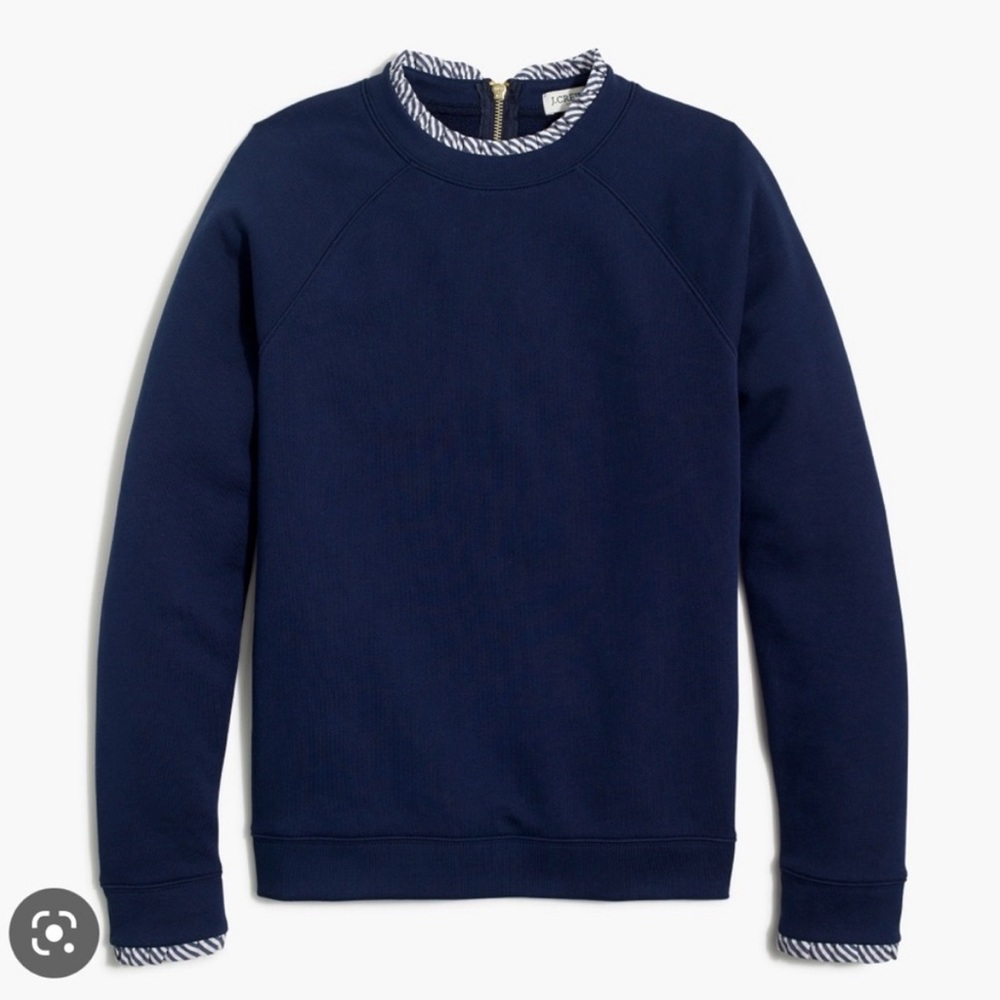 J.Crew Mercantile Navy Pullover Sweater with Checkered Detail